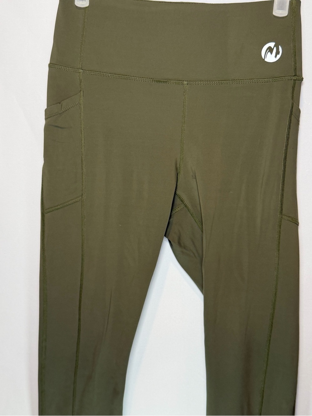 Olive Green High-Waist Active Leggings with Pocket